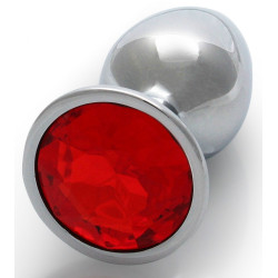Ouch! Bijou anal Round Gem S 6 x 2.6cm Argenté-Rouge